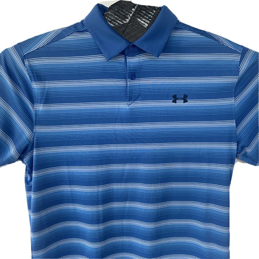 Under Armour Performance Striped Blue Polo Shirt_2
